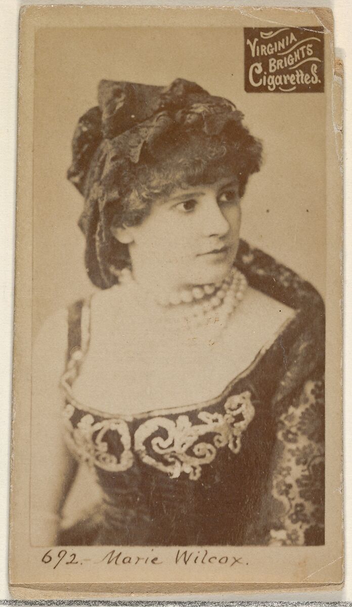 Card 692, Marie Wilcox, from the Actors and Actresses series (N45, Type 2) for Virginia Brights Cigarettes, Issued by Allen &amp; Ginter (American, Richmond, Virginia), Albumen photograph 
