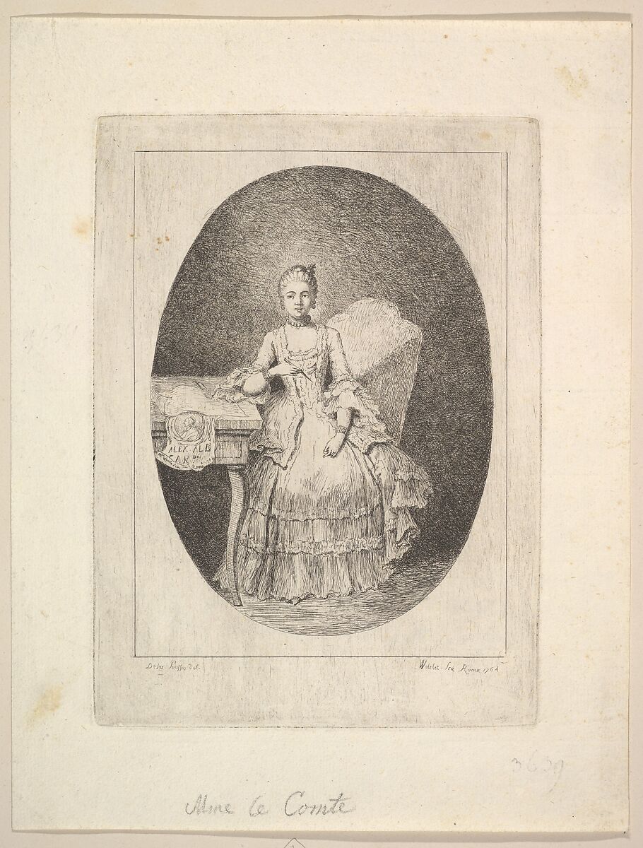 Portrait of Marguerite Le Comte, Claude Henri Watelet (French, Paris 1718–1786 Paris), Etching 