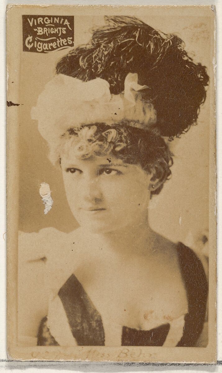 Miss Behr, from the Actors and Actresses series (N45, Type 2) for Virginia Brights Cigarettes, Issued by Allen &amp; Ginter (American, Richmond, Virginia), Albumen photograph 