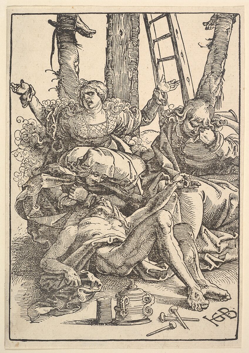 Lamentation for Christ, Hans Baldung (called Hans Baldung Grien) (German, Schwäbisch Gmünd (?) 1484/85–1545 Strasbourg), Woodcut; first of two states 