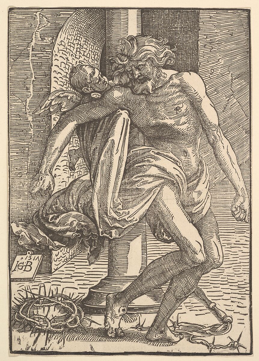 Christ with the Instruments of Torture Supported by a Little Angel, Hans Baldung (called Hans Baldung Grien) (German, Schwäbisch Gmünd (?) 1484/85–1545 Strasbourg), Woodcut; first of two states 