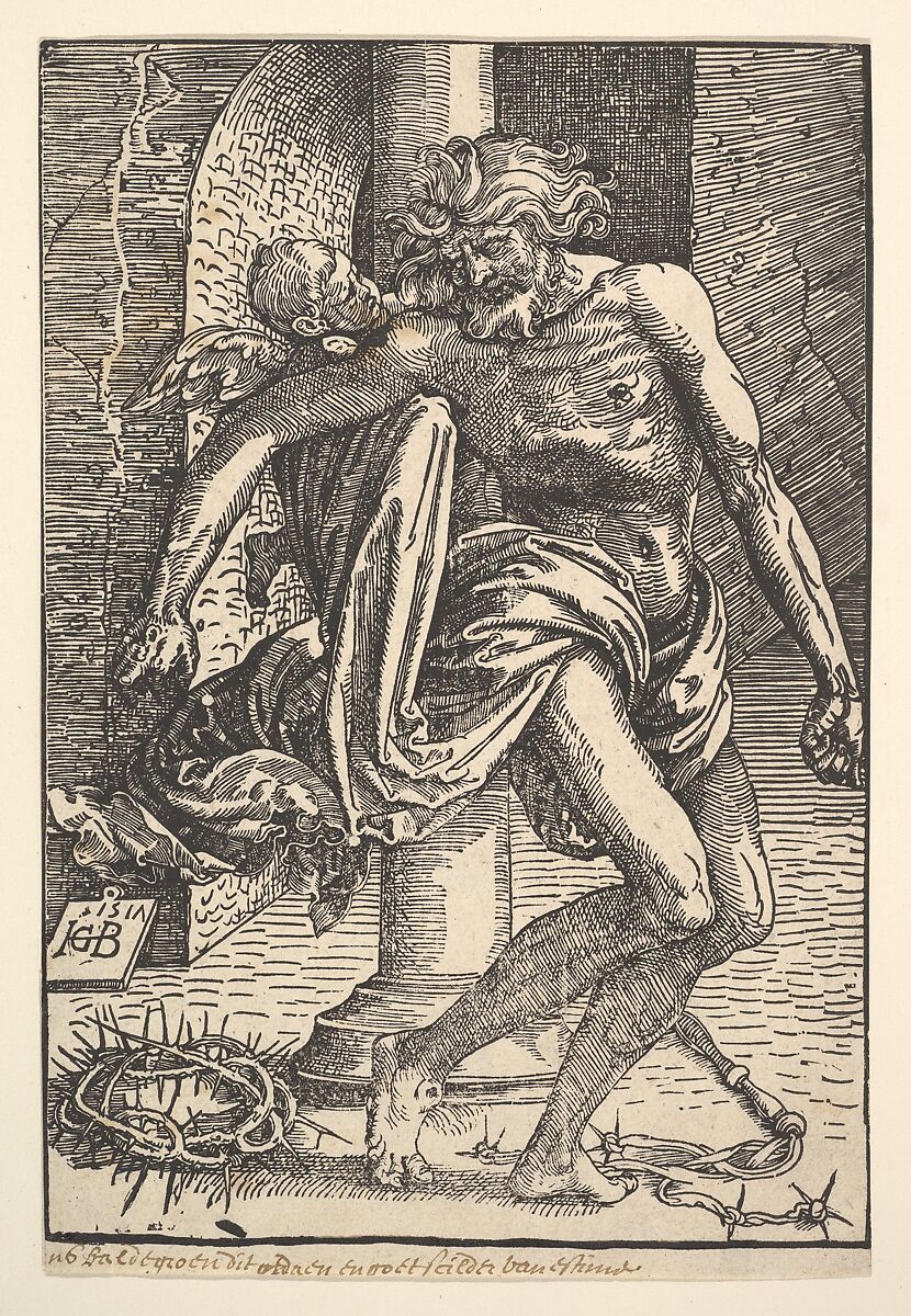 Christ with the Instruments of Torture Supported by a Little Angel, Hans Baldung (called Hans Baldung Grien) (German, Schwäbisch Gmünd (?) 1484/85–1545 Strasbourg), Woodcut; first of two states 