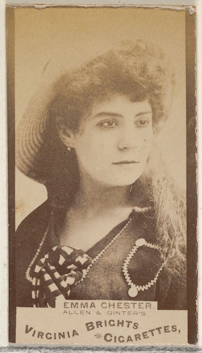 Emma Chester, from the Actors and Actresses series (N45, Type 3) for Virginia Brights Cigarettes, Issued by Allen &amp; Ginter (American, Richmond, Virginia), Albumen photograph 