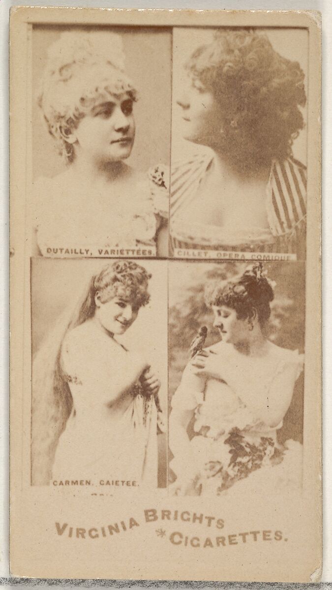 Dutailly, Variettees/ Gillet, Opera Comique/ Carmen, Gaitee, from the Actors and Actresses series (N45, Type 4) for Virginia Brights Cigarettes, Issued by Allen &amp; Ginter (American, Richmond, Virginia), Albumen photograph 