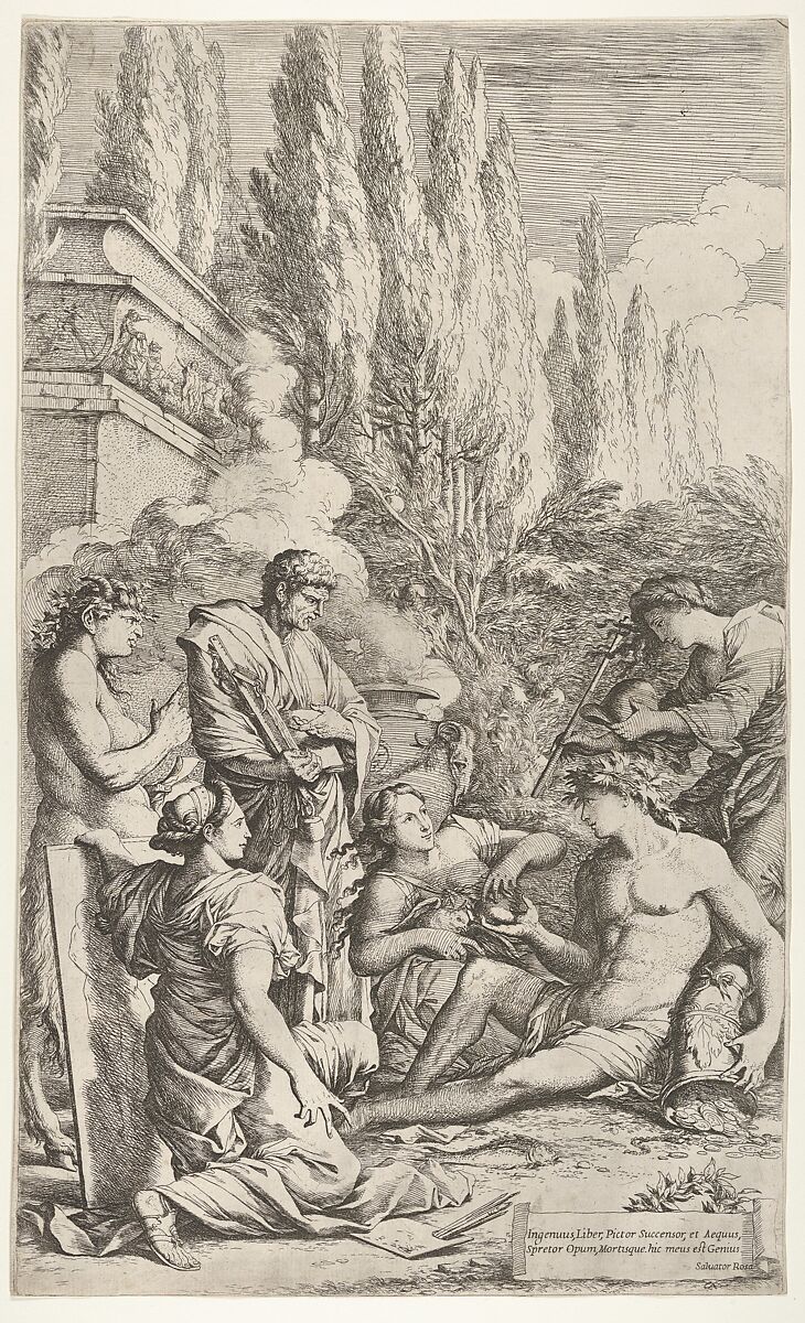 The Genius of Salvator Rosa, Salvator Rosa (Italian, Arenella (Naples) 1615–1673 Rome), Etching with drypoint 
