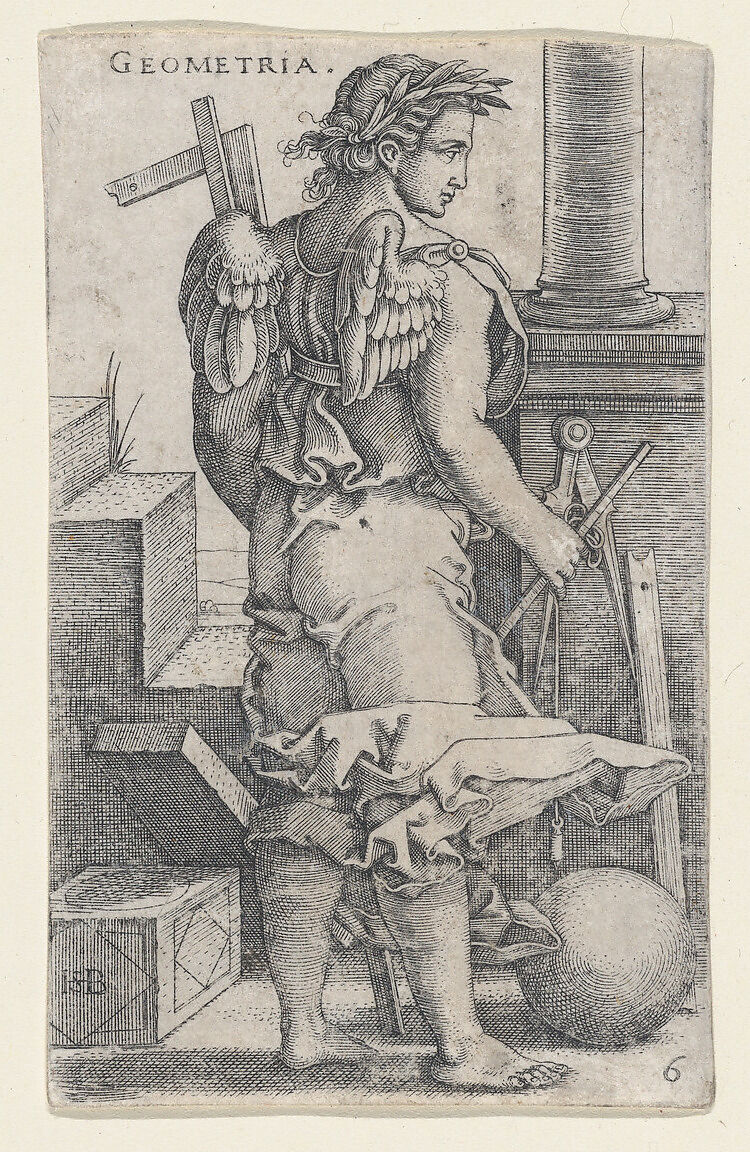 Geometria, from "The Seven Liberal Arts", Sebald Beham (German, Nuremberg 1500–1550 Frankfurt), Engraving 