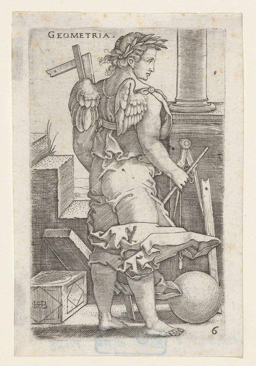 Geometria, from "The Seven Liberal Arts", Sebald Beham (German, Nuremberg 1500–1550 Frankfurt), Engraving 