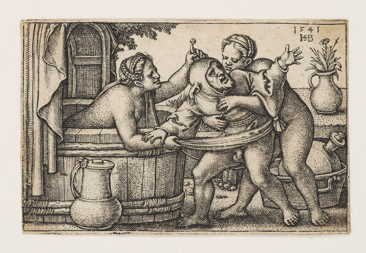 Buffoon and Two Women, Sebald Beham (German, Nuremberg 1500–1550 Frankfurt), Engraving 