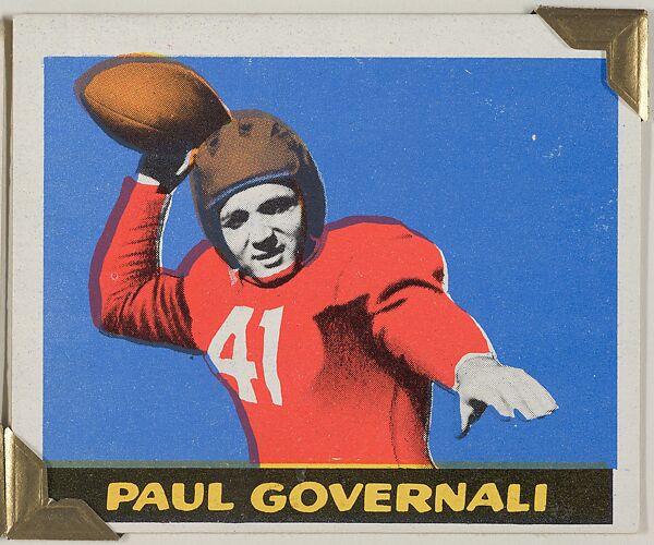 Paul Governali, from the All-Star Football series (R401-2), issued by Leaf Gum Company, Leaf Gum, Co., Chicago, Illinois, Commercial chromolithograph 