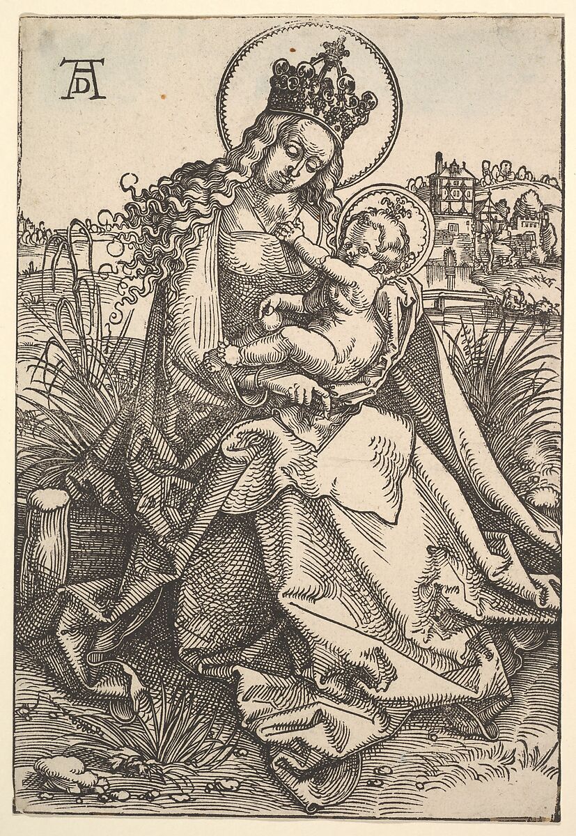 The Virgin on the Grassy Bank, Hans Baldung (called Hans Baldung Grien) (German, Schwäbisch Gmünd (?) 1484/85–1545 Strasbourg), Woodcut; second of two states 