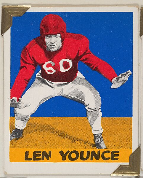 Len Younce, from the All-Star Football series (R401-2), issued by Leaf Gum Company, Leaf Gum, Co., Chicago, Illinois, Commercial chromolithograph 