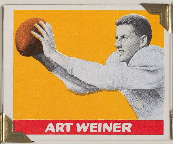 Art Weiner, from the All-Star Football series (R401-2), issued by Leaf Gum Company, Leaf Gum, Co., Chicago, Illinois, Commercial chromolithograph 