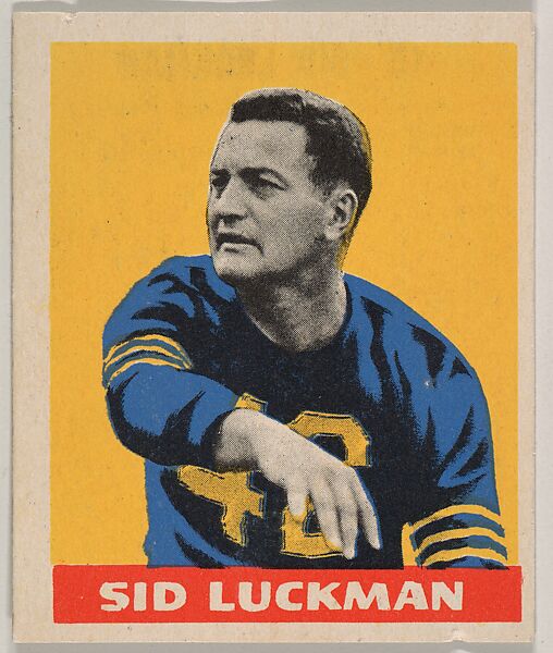 Sid Luckman, from the All-Star Football series (R401-3), issued by Leaf Gum Company, Leaf Gum, Co., Chicago, Illinois, Commercial chromolithograph 