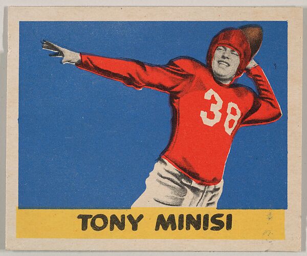 Tony Minisi, from the All-Star Football series (R401-3), issued by Leaf Gum Company, Leaf Gum, Co., Chicago, Illinois, Commercial chromolithograph 
