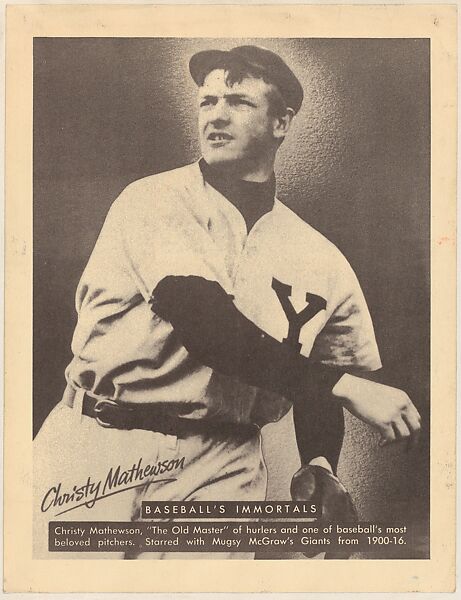 Christy Mathewson, from Baseball's Immortals series (R401-4), issued by Leaf Gum Company, Leaf Gum, Co., Chicago, Illinois, Photolithograph 
