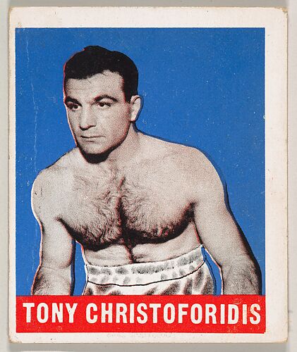 Tony Christoforidis, from the Knock-Out Bubble Gum series (R401-5), issued by Leaf Gum Company