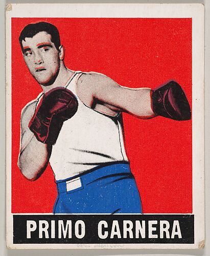Primo Carnera, from the Knock-Out Bubble Gum series (R401-5), issued by Leaf Gum Company