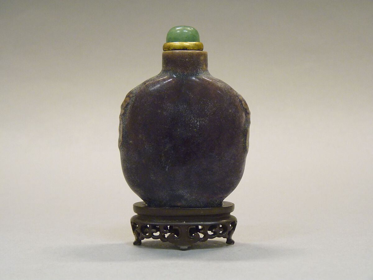 Snuff Bottle, Pottery with jadeite stopper, China 
