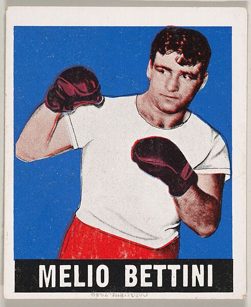 Melio Bettini, from the Knock-Out Bubble Gum series (R401-5), issued by Leaf Gum Company, Leaf Gum, Co., Chicago, Illinois, Commercial Chromolithograph 