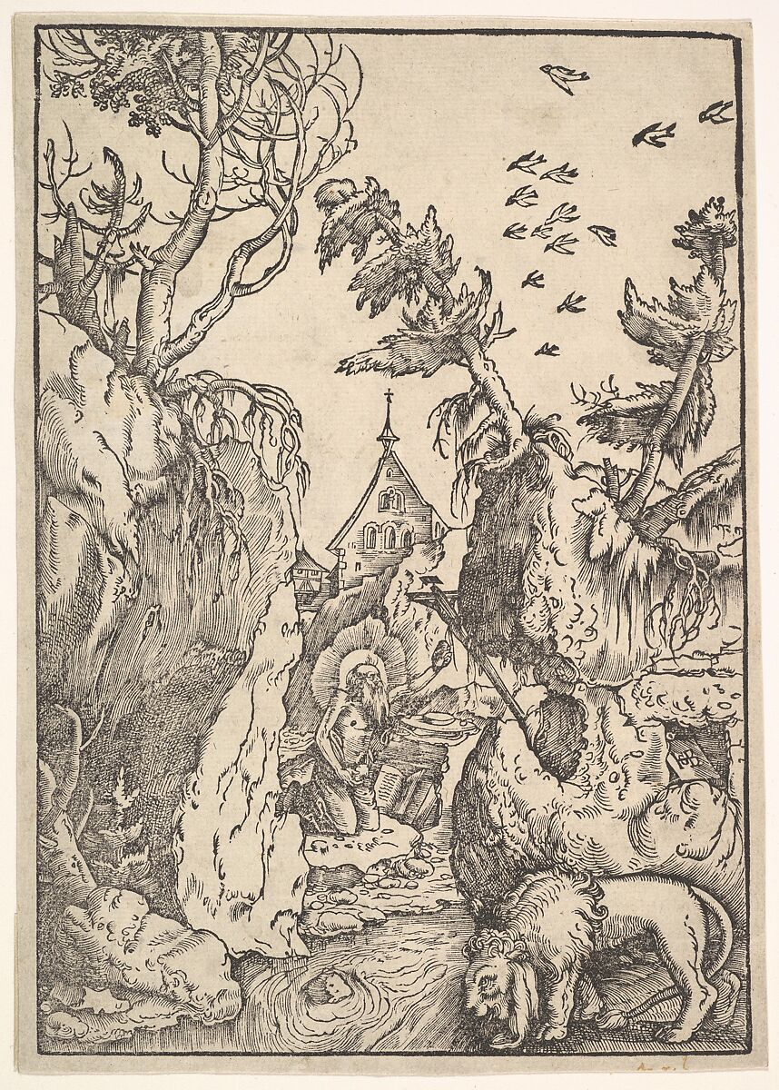 St. Jerome in the Desert, Hans Baldung (called Hans Baldung Grien) (German, Schwäbisch Gmünd (?) 1484/85–1545 Strasbourg), Woodcut 