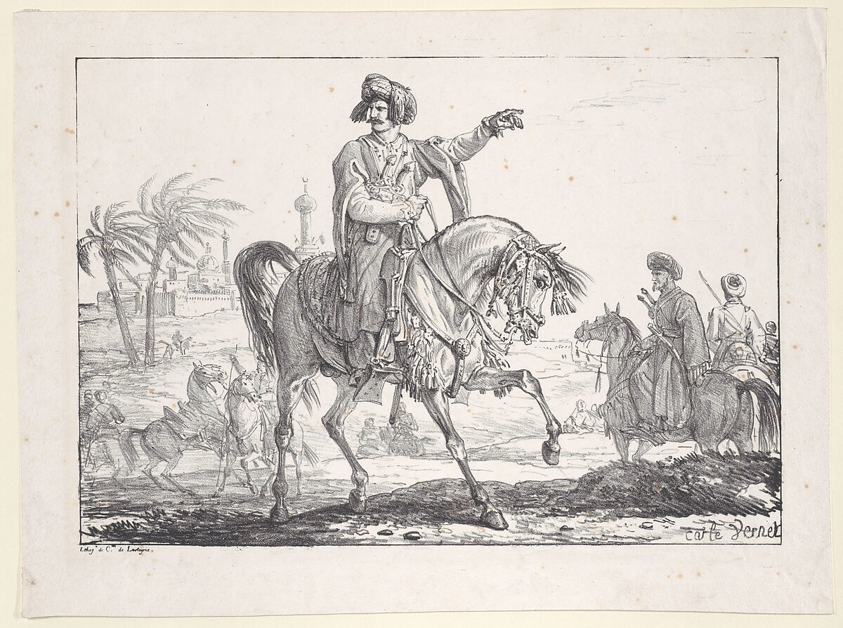 Mamluk on Horseback, Carle (Antoine Charles Horace) Vernet (French, Bordeaux 1758–1836 Paris), Lithograph 