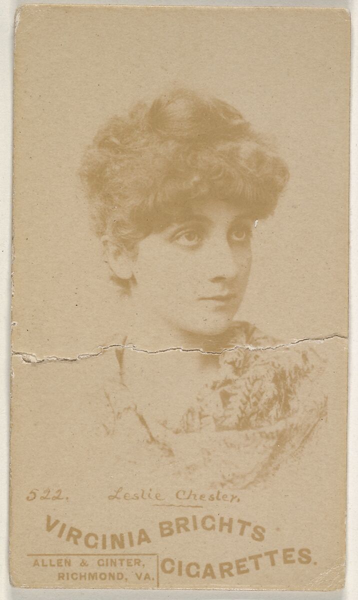 Card 522, Leslie Chester, from the Actors and Actresses series (N45, Type 6) for Virginia Brights Cigarettes, Issued by Allen &amp; Ginter (American, Richmond, Virginia), Albumen photograph 