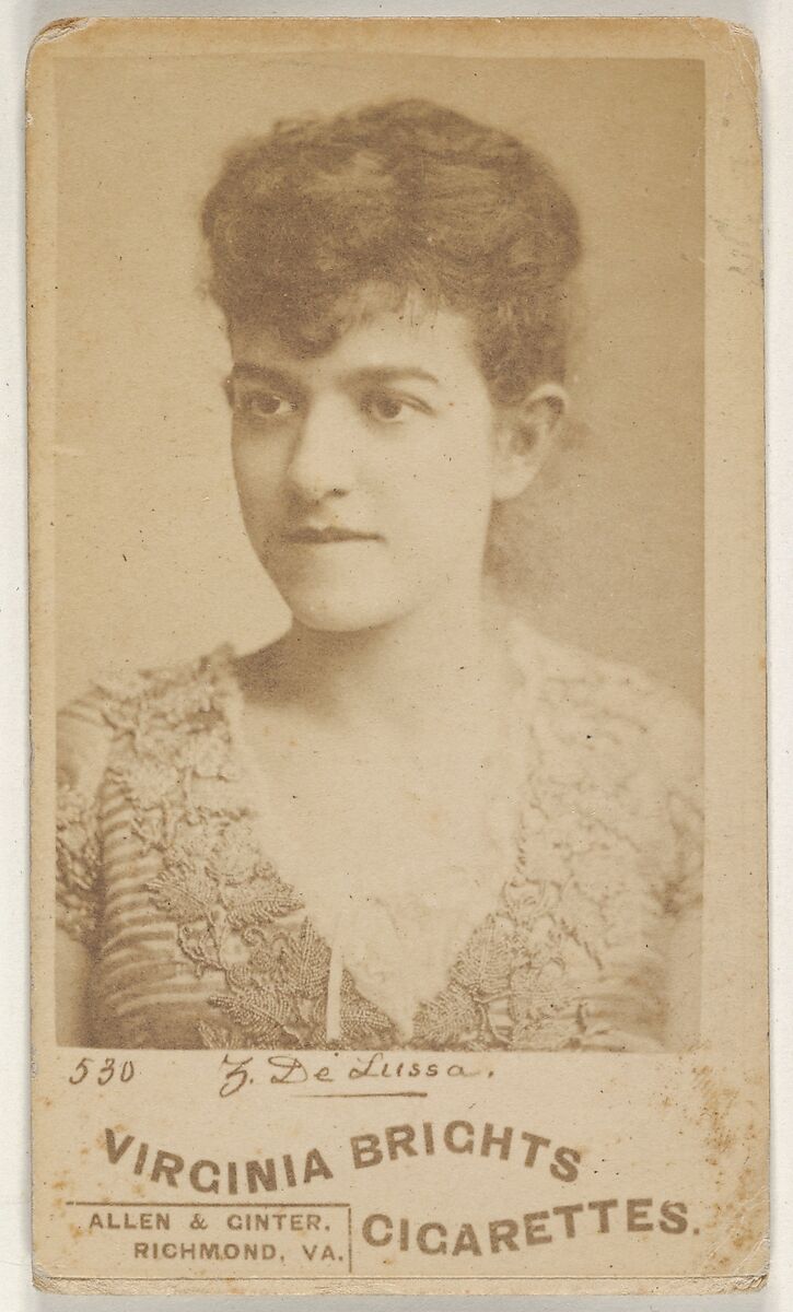 Card 530, Z. De Lussa, from the Actors and Actresses series (N45, Type 6) for Virginia Brights Cigarettes, Issued by Allen &amp; Ginter (American, Richmond, Virginia), Albumen photograph 