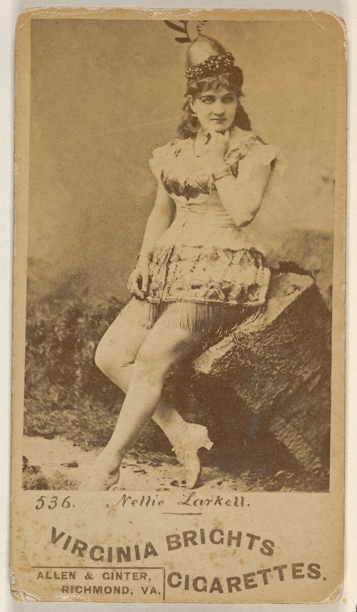 Card 536, Nellie Larkell, from the Actors and Actresses series (N45, Type 6) for Virginia Brights Cigarettes, Issued by Allen &amp; Ginter (American, Richmond, Virginia), Albumen photograph 