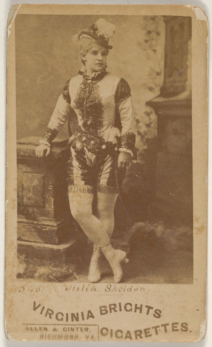 Card 546, Julia Sheldon, from the Actors and Actresses series (N45, Type 6) for Virginia Brights Cigarettes, Issued by Allen &amp; Ginter (American, Richmond, Virginia), Albumen photograph 