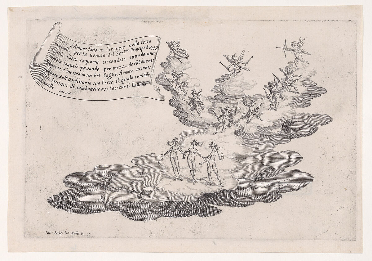 Le Char de L'Amour, from "Guerre de Beauté" (Guerra di Bellezza) (War of Beauty), Jacques Callot (French, Nancy 1592–1635 Nancy), Etching; first state of two (Lieure) 