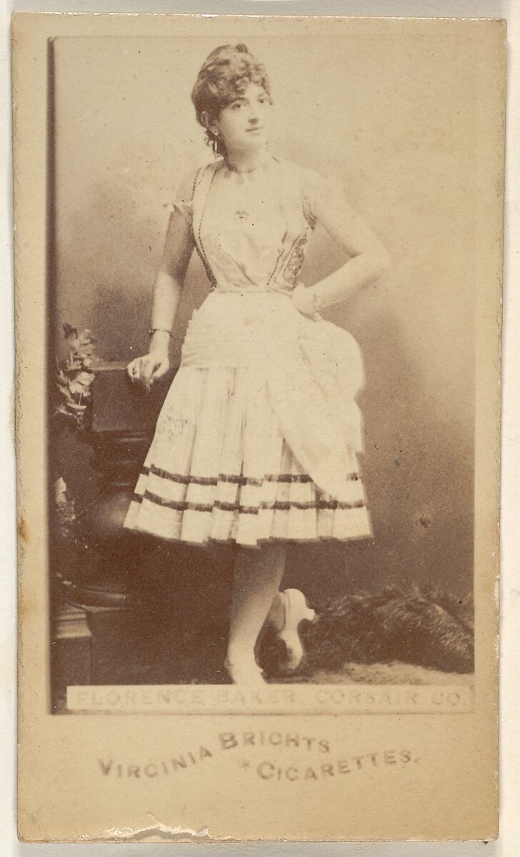 Florence Baker, Corsair Co., from the Actors and Actresses series (N45, Type 6) for Virginia Brights Cigarettes, Issued by Allen &amp; Ginter (American, Richmond, Virginia), Albumen photograph 