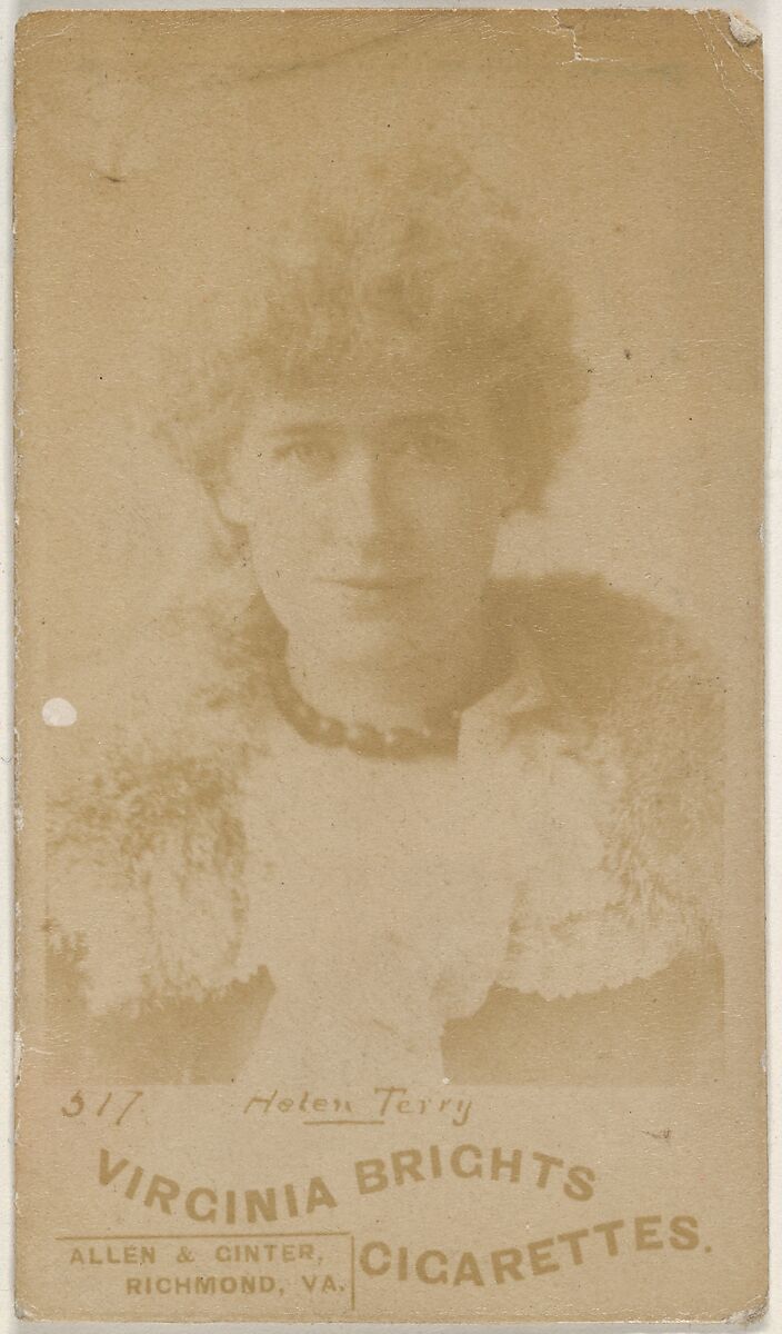 Card 517, Helen Terry, from the Actors and Actresses series (N45, Type 6) for Virginia Brights Cigarettes, Issued by Allen &amp; Ginter (American, Richmond, Virginia), Albumen photograph 