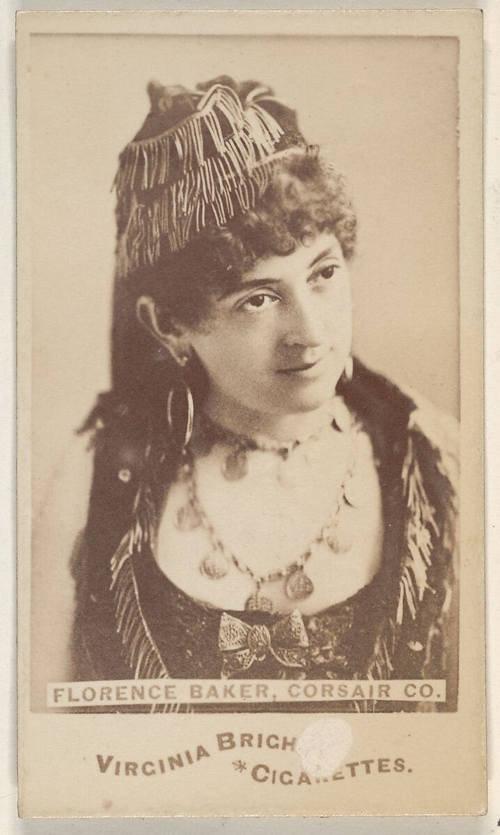 Florence Baker, Corsair Co., from the Actors and Actresses series (N45, Type 6) for Virginia Brights Cigarettes, Issued by Allen &amp; Ginter (American, Richmond, Virginia), Albumen photograph 