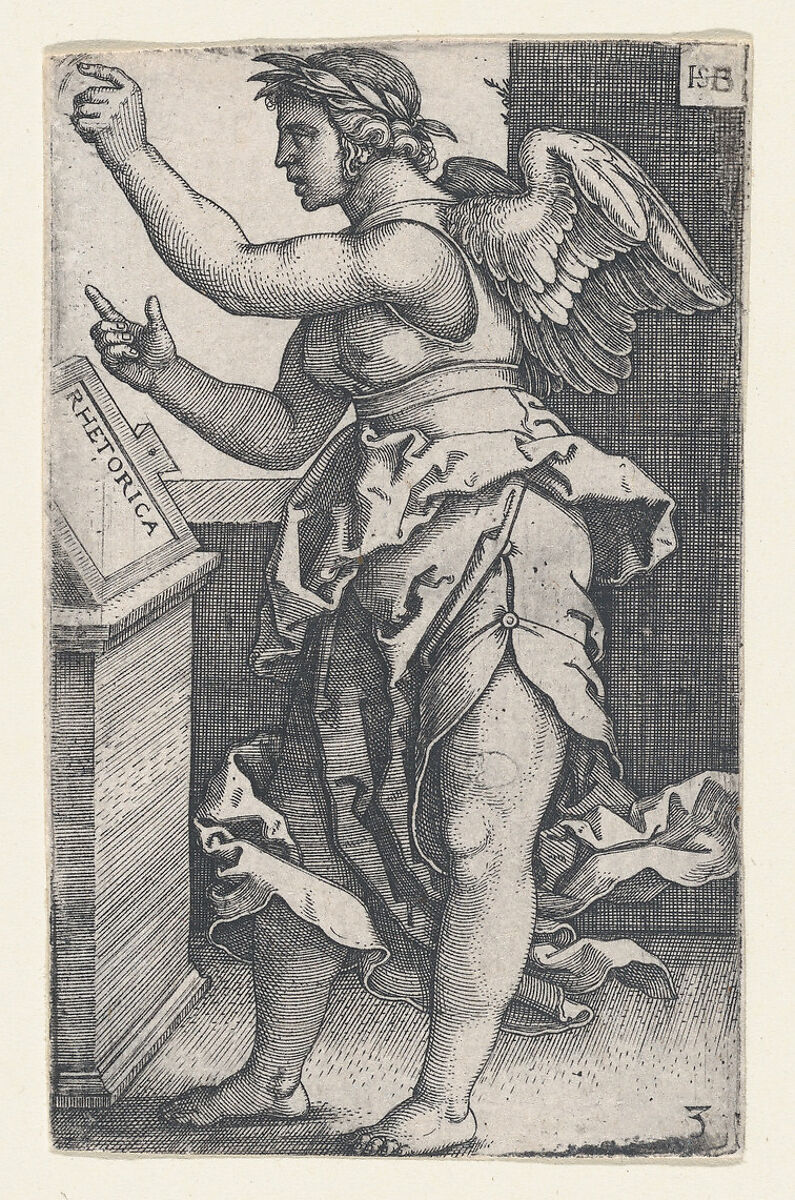 Rhetorica, from "The Seven Liberal Arts", Sebald Beham (German, Nuremberg 1500–1550 Frankfurt), Engraving 
