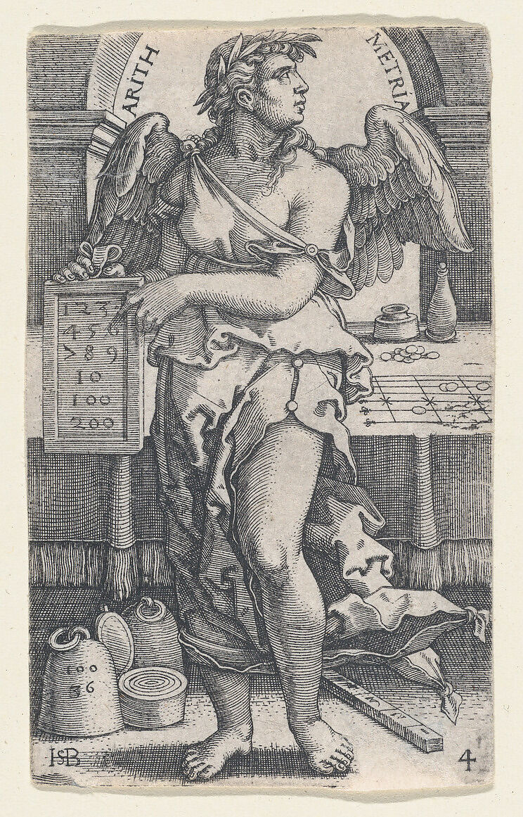 Arithmetria, from "The Seven Liberal Arts", Sebald Beham (German, Nuremberg 1500–1550 Frankfurt), Engraving 