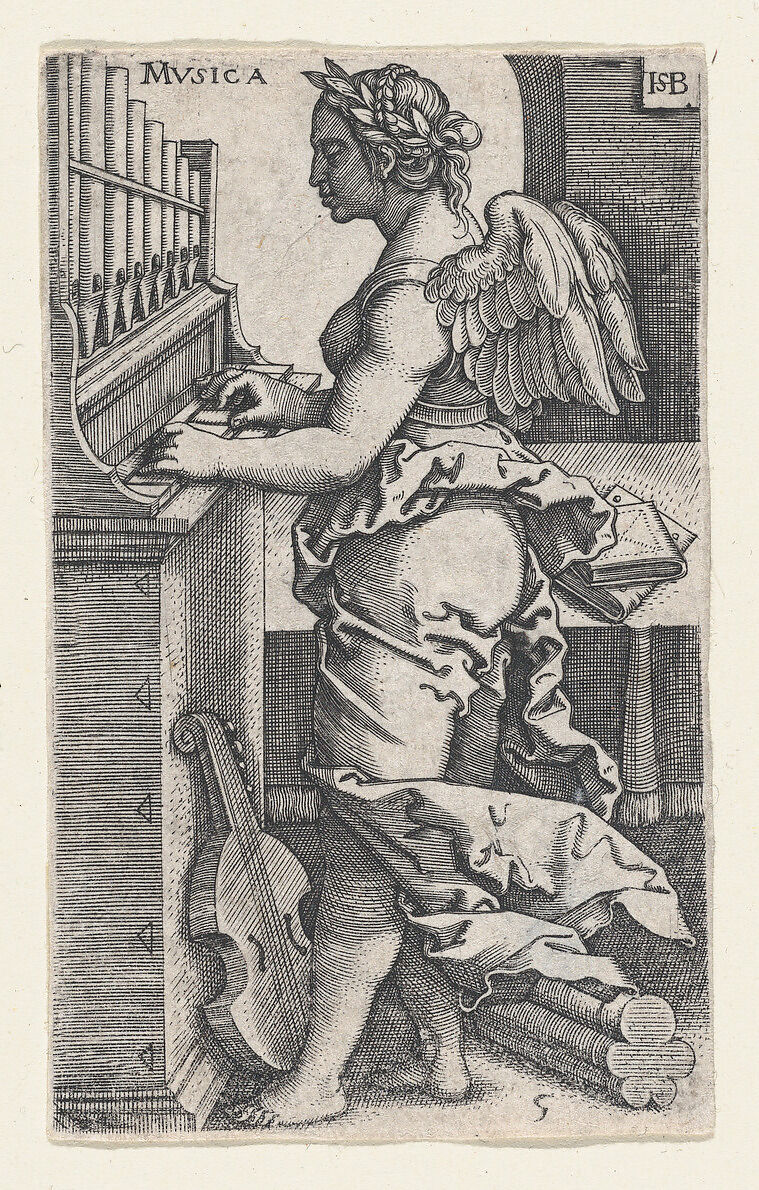 Musica, from "The Seven Liberal Arts", Sebald Beham (German, Nuremberg 1500–1550 Frankfurt), Engraving 