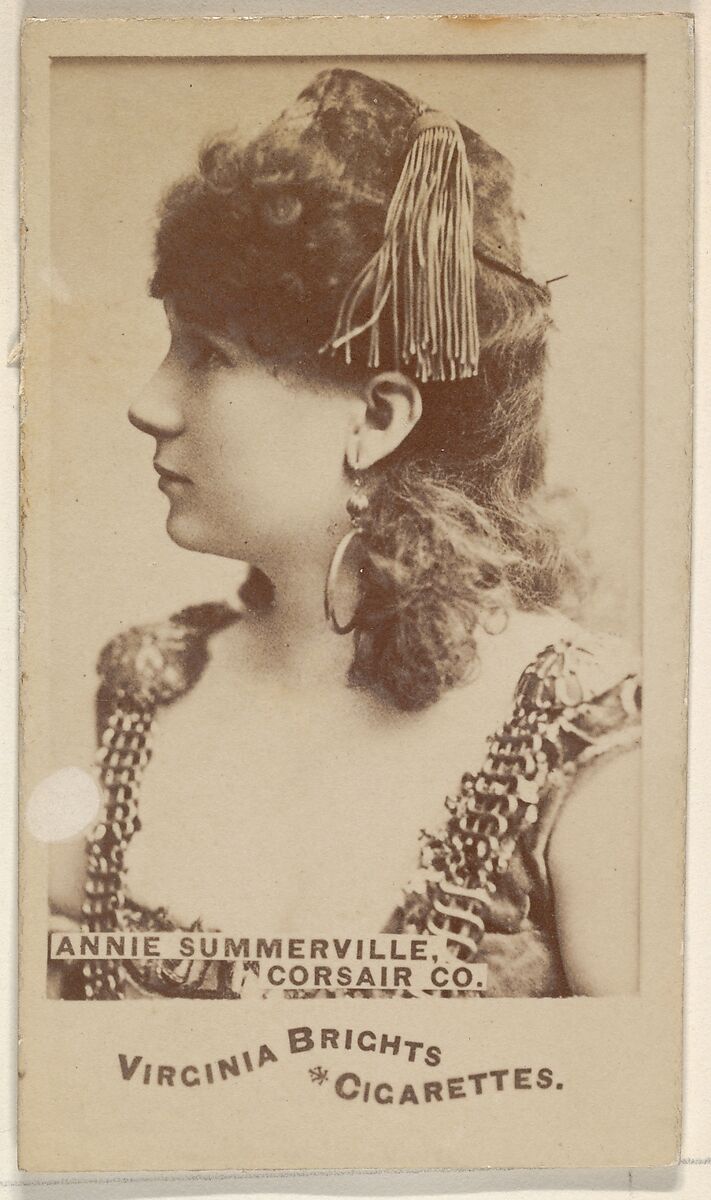 Annie Summerville, Corsair Co., from the Actors and Actresses series (N45, Type 6) for Virginia Brights Cigarettes, Issued by Allen &amp; Ginter (American, Richmond, Virginia), Albumen photograph 