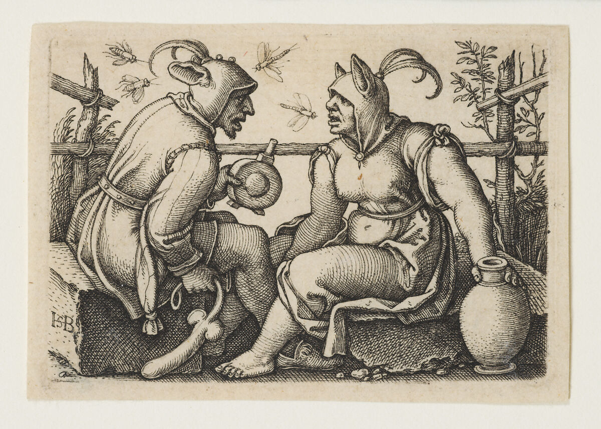 The Fool and the Foolish Woman, Sebald Beham (German, Nuremberg 1500–1550 Frankfurt), Engraving 