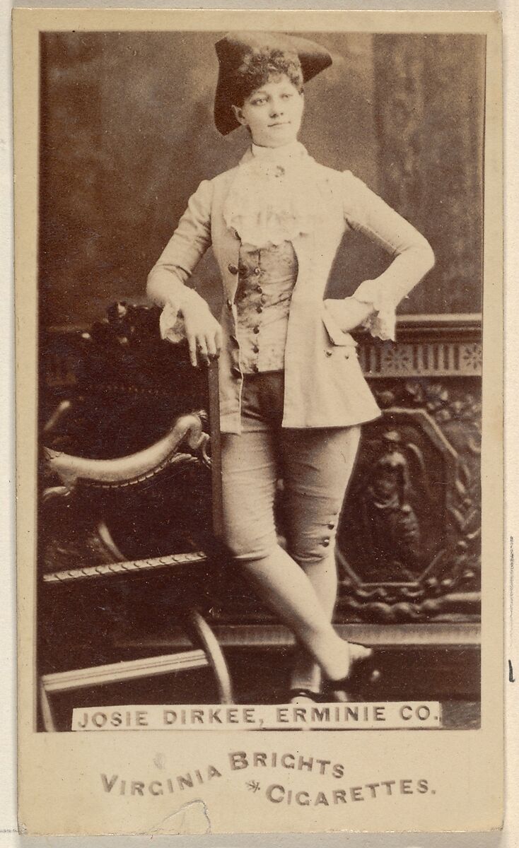 Josie Dirkee, Erminie Co., from the Actors and Actresses series (N45, Type 6) for Virginia Brights Cigarettes, Issued by Allen &amp; Ginter (American, Richmond, Virginia), Albumen photograph 