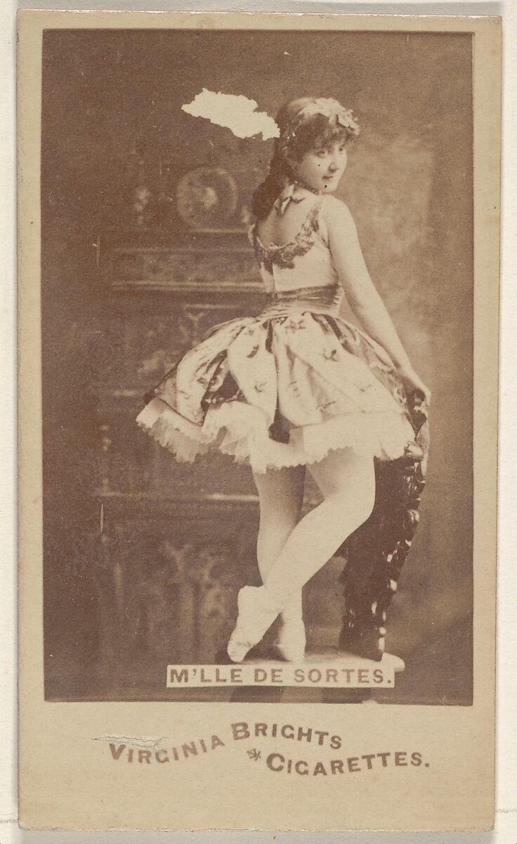 M'lle de Sortes, from the Actors and Actresses series (N45, Type 6) for Virginia Brights Cigarettes, Issued by Allen &amp; Ginter (American, Richmond, Virginia), Albumen photograph 