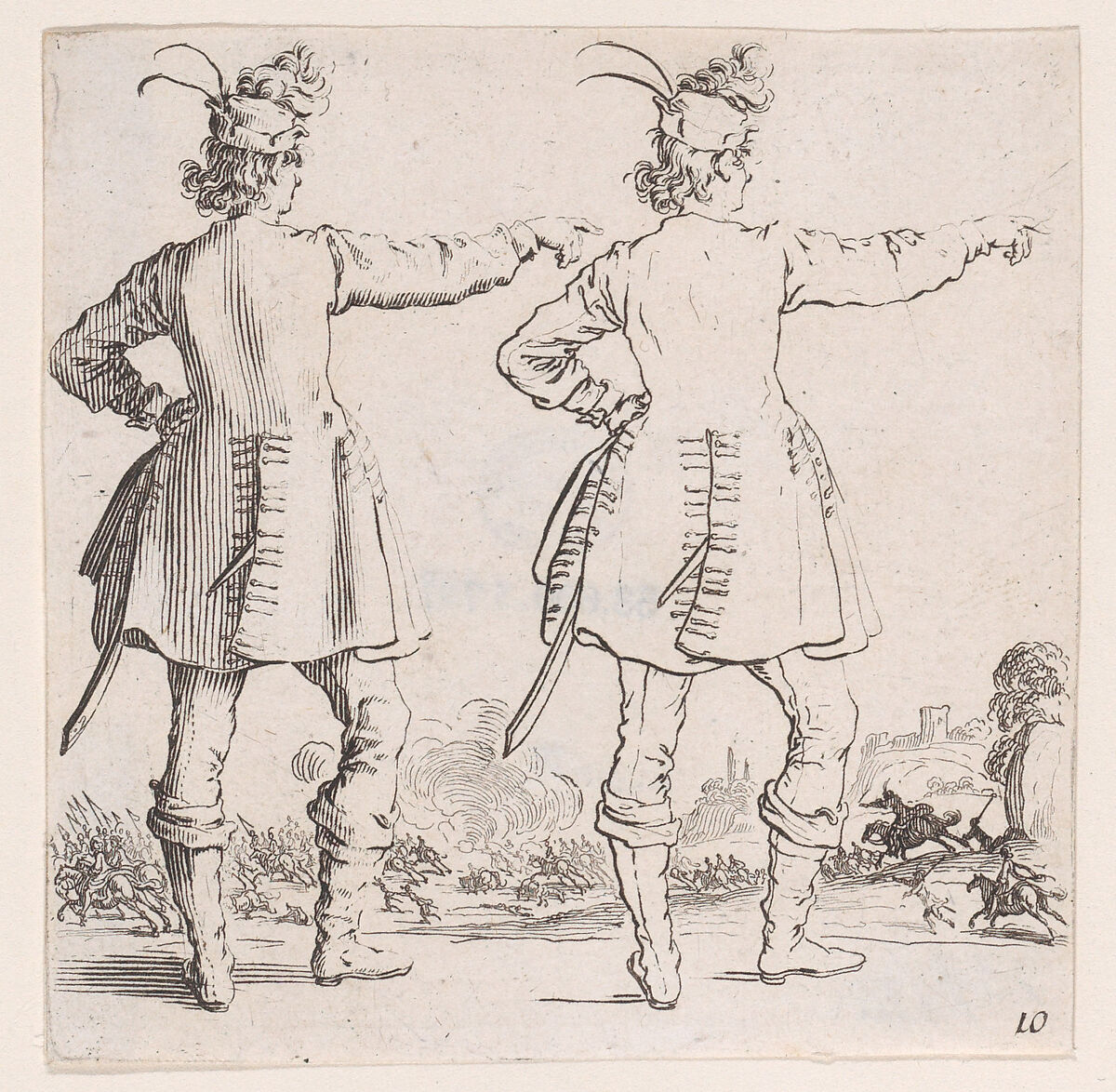 Le Turc Vu de Dos (The Turk Seen from Behind), from Varie Figure (Various Figures), plate 10, Jacques Callot (French, Nancy 1592–1635 Nancy), Etching; third state of three (Lieure) 