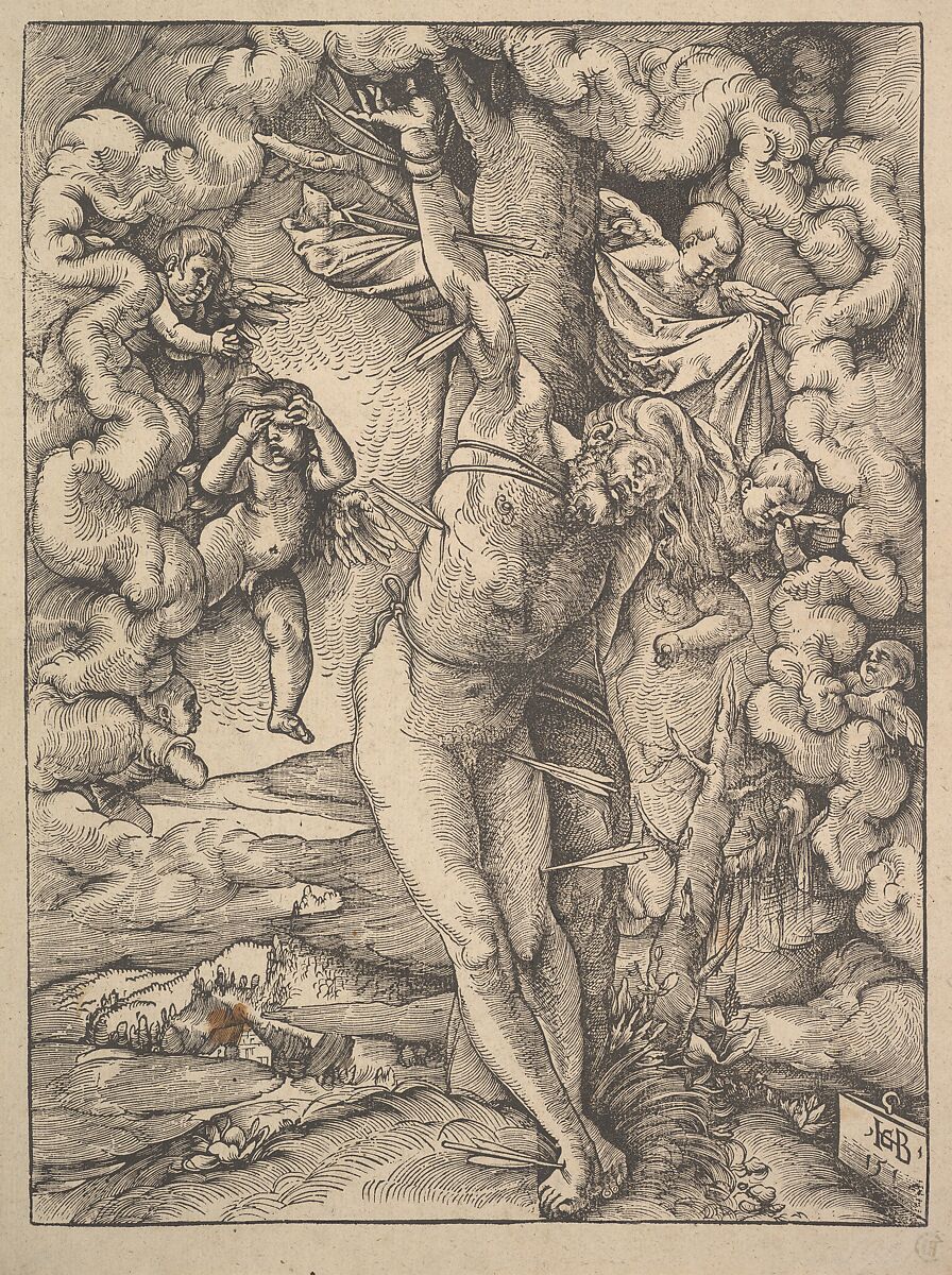 St. Sebastian Bound to a Tree, Hans Baldung (called Hans Baldung Grien) (German, Schwäbisch Gmünd (?) 1484/85–1545 Strasbourg), Woodcut 