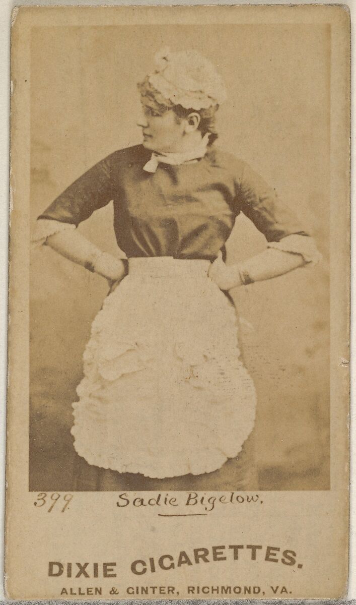 Card 399, Sadie Bigelow, from the Actors and Actresses series (N45, Type 7) for Dixie Cigarettes, Issued by Allen &amp; Ginter (American, Richmond, Virginia), Albumen photograph 