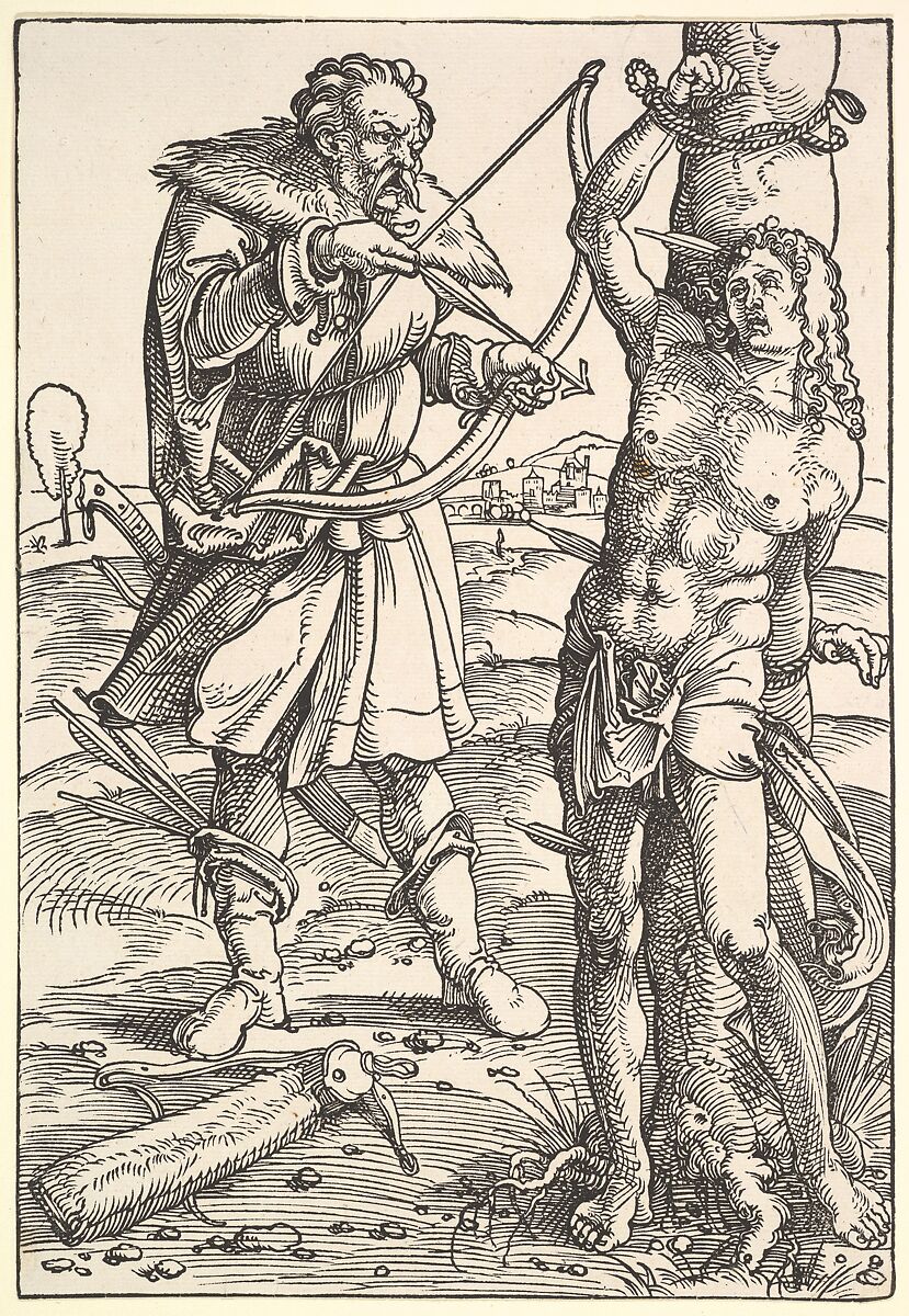 Martyrdom of St. Sebastian, Hans Baldung (called Hans Baldung Grien) (German, Schwäbisch Gmünd (?) 1484/85–1545 Strasbourg), Woodcut 
