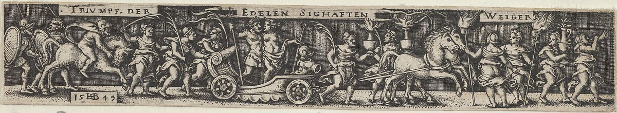 Triumphal Procession of the Noble Glorious Women, Sebald Beham (German, Nuremberg 1500–1550 Frankfurt), Engraving; first state of two (Pauli) 