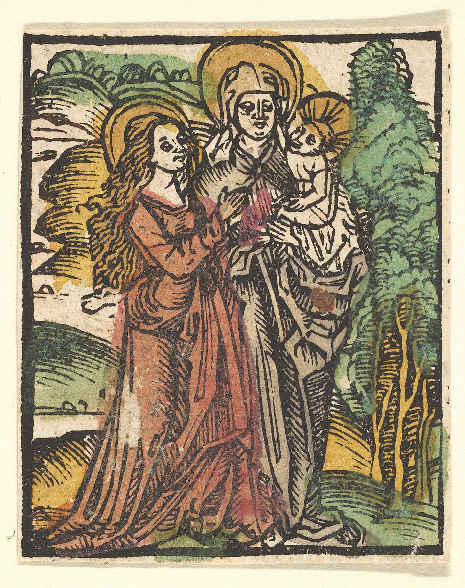 St. Anne (copy), After Hans Baldung (called Hans Baldung Grien) (German, Schwäbisch Gmünd (?) 1484/85–1545 Strasbourg), Woodcut, hand-colored 