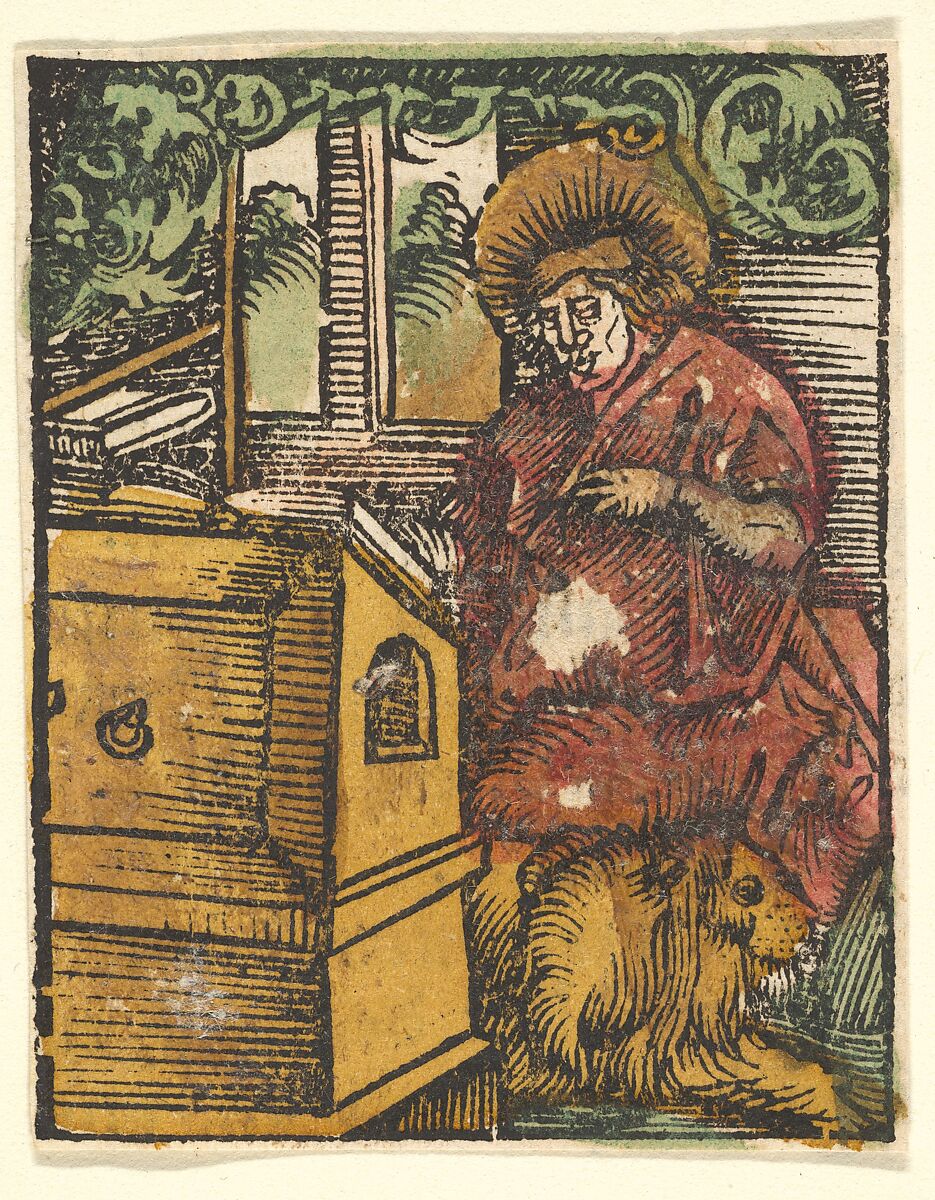 St. Mark (copy), After Hans Baldung (called Hans Baldung Grien) (German, Schwäbisch Gmünd (?) 1484/85–1545 Strasbourg), Woodcut, hand-colored 