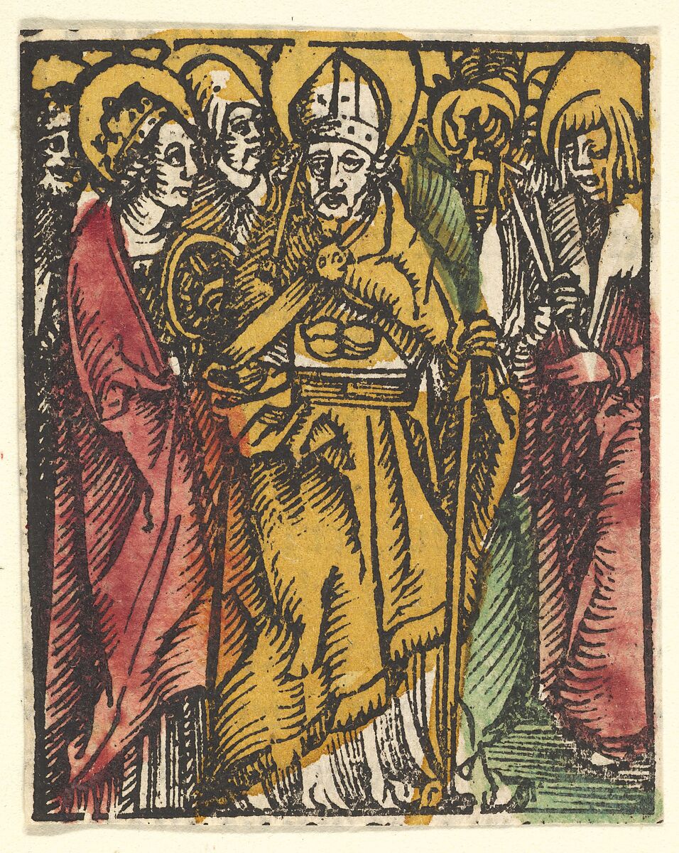 Ten Helpers in Need (copy), After Hans Baldung (called Hans Baldung Grien) (German, Schwäbisch Gmünd (?) 1484/85–1545 Strasbourg), Woodcut, hand-colored 