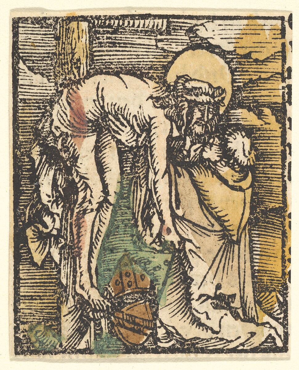 The Miracle of St. Bernard (copy), After Hans Baldung (called Hans Baldung Grien) (German, Schwäbisch Gmünd (?) 1484/85–1545 Strasbourg), Woodcut, hand-colored 