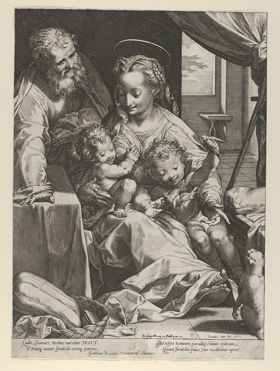 The Holy Family, Cornelis Cort (Netherlandish, Hoorn ca. 1533–1578 Rome), Engraving 